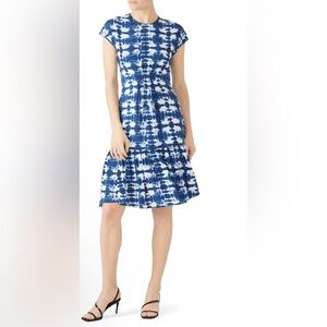 Proenza Schouler Short Sleeve Tie Dye Blue and White Midi Dress